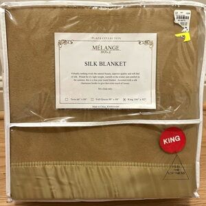 Plaza Collection Melange Home Silk Blanket King Size Gold NEW 106 X 92